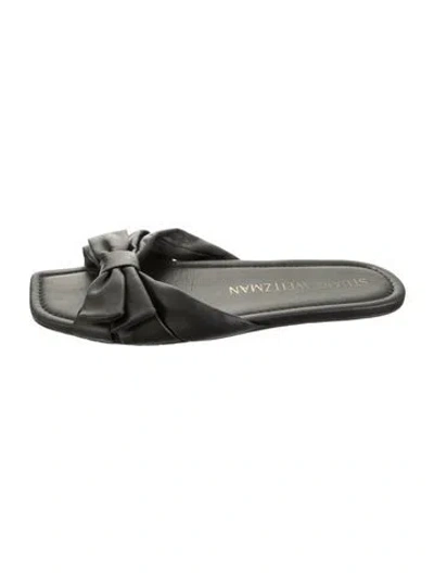Pre-owned Stuart Weitzman Leather Slides In Silver