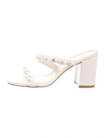Pre-owned Stuart Weitzman Leather Slides W/ Tags In Neutral