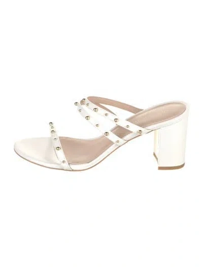 Pre-owned Stuart Weitzman Leather Slides In White