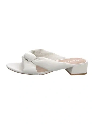 Pre-owned Stuart Weitzman Leather Slides In White