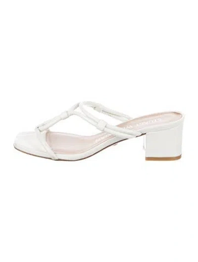 Pre-owned Stuart Weitzman Leather Slides In White