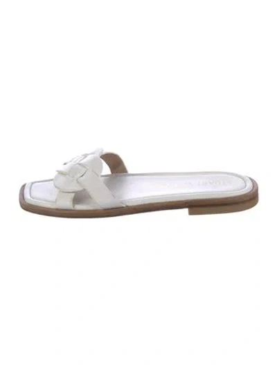 Pre-owned Stuart Weitzman Leather Slides In White