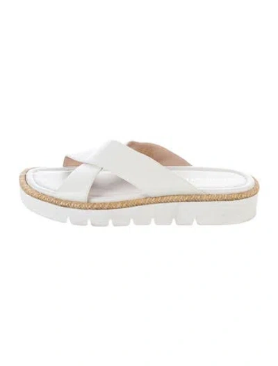 Pre-owned Stuart Weitzman Leather Slides In White