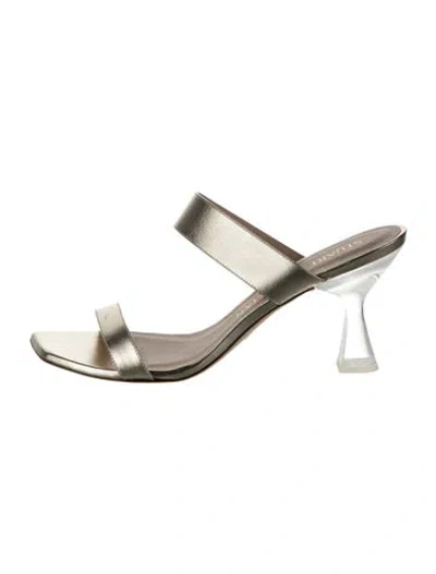 Pre-owned Stuart Weitzman Leather Slides In White