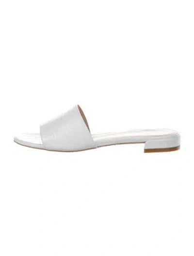 Pre-owned Stuart Weitzman Leather Slides In White