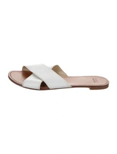 Pre-owned Stuart Weitzman Leather Slides In White