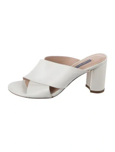 Pre-owned Stuart Weitzman Leather Slides In White