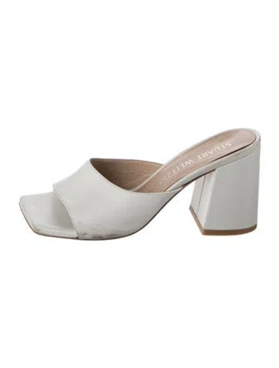 Pre-owned Stuart Weitzman Leather Slides In White