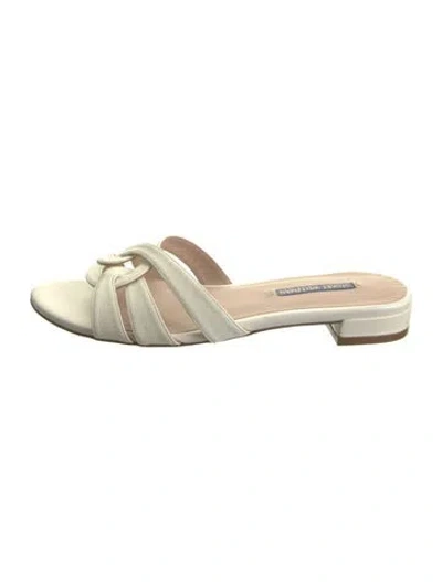 Pre-owned Stuart Weitzman Leather Slides In White