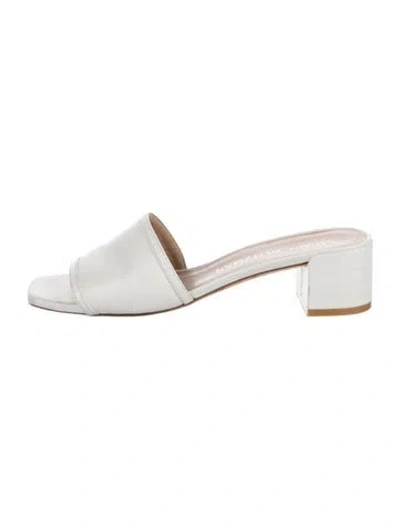 Pre-owned Stuart Weitzman Leather Slides In White