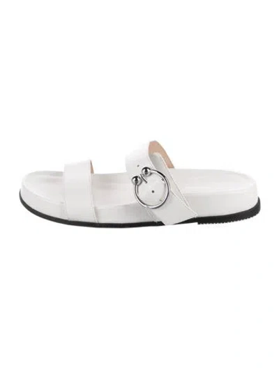 Pre-owned Stuart Weitzman Leather Slides In White