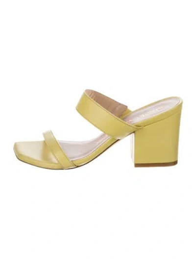 Pre-owned Stuart Weitzman Leather Slides In Yellow