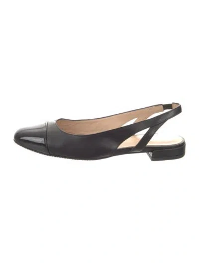 Pre-owned Stuart Weitzman Leather Slingback Flats In Black