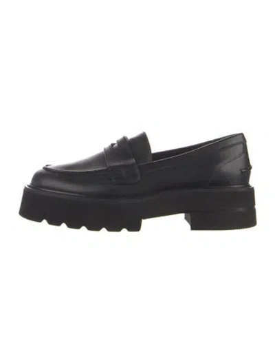 Pre-owned Stuart Weitzman Leather Slingback Flats In Black
