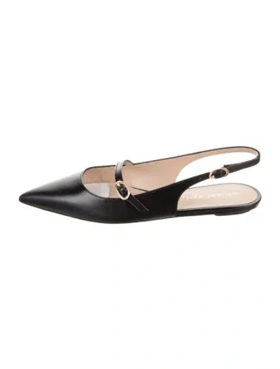 Pre-owned Stuart Weitzman Leather Slingback Flats In Black