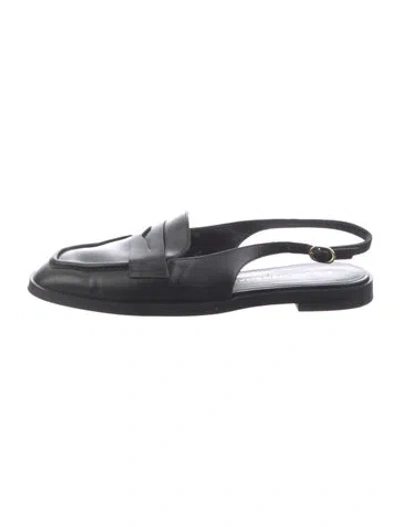 Pre-owned Stuart Weitzman Leather Slingback Flats In Black
