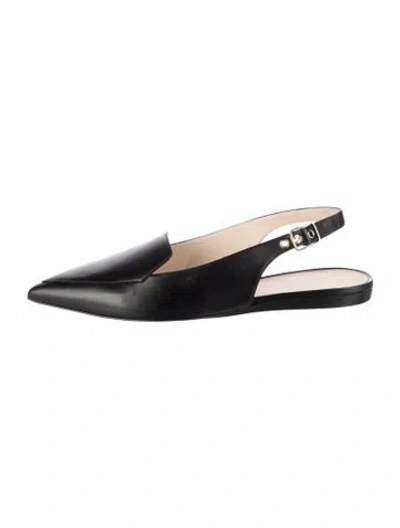 Pre-owned Stuart Weitzman Leather Slingback Flats In Black
