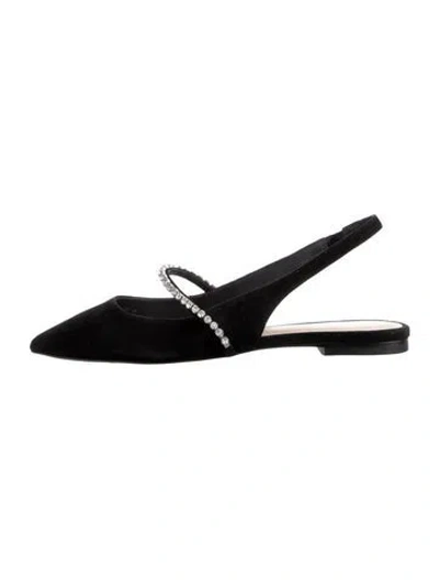 Pre-owned Stuart Weitzman Leather Slingback Flats In Black
