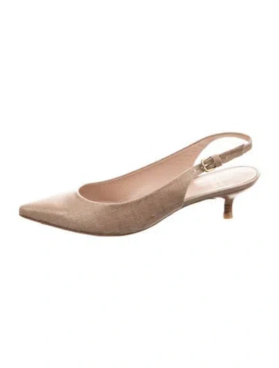 Pre-owned Stuart Weitzman Leather Slingback Flats In Brown