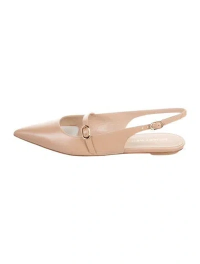 Pre-owned Stuart Weitzman Leather Slingback Flats In Neutral