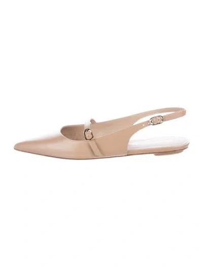 Pre-owned Stuart Weitzman Leather Slingback Flats In Neutral