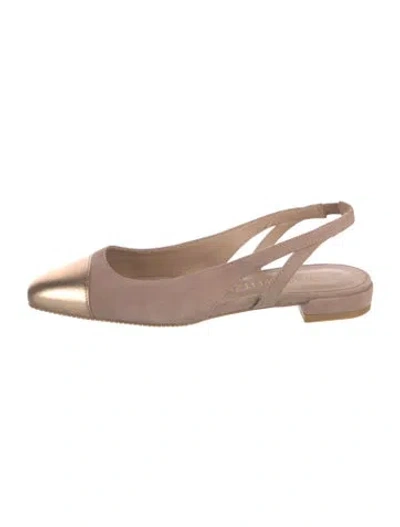 Pre-owned Stuart Weitzman Leather Slingback Flats In Neutrals