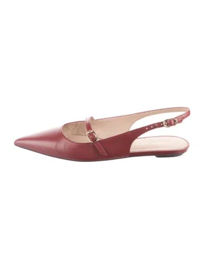 Pre-owned Stuart Weitzman Leather Slingback Flats In Red