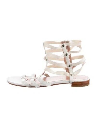 Pre-owned Stuart Weitzman Leather Slingback Flats In White
