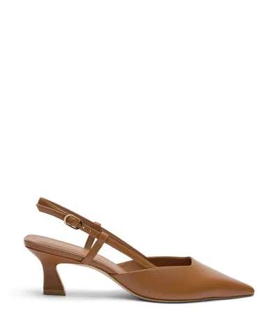 Stuart Weitzman Leather Slingback Heel In Brown
