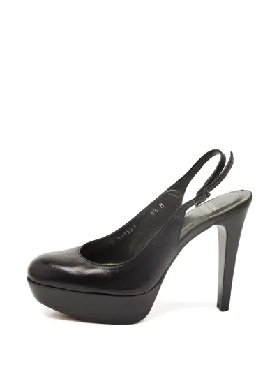 Pre-owned Stuart Weitzman Leather Slingback Pumps In Black