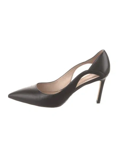 Pre-owned Stuart Weitzman Leather Slingback Pumps In Black
