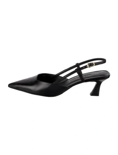 Pre-owned Stuart Weitzman Leather Slingback Pumps In Black