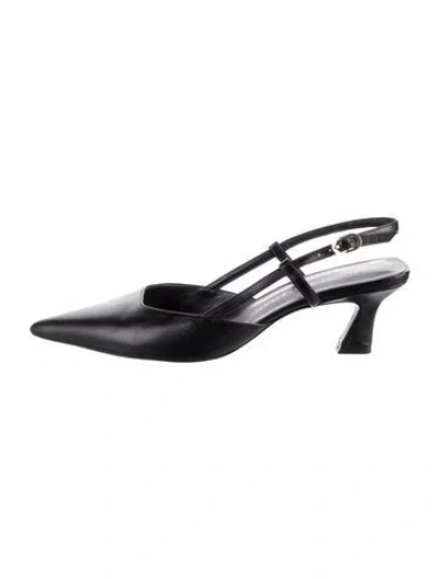Pre-owned Stuart Weitzman Leather Slingback Pumps In Black