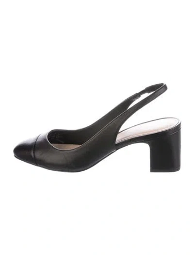Pre-owned Stuart Weitzman Leather Slingback Pumps In Black
