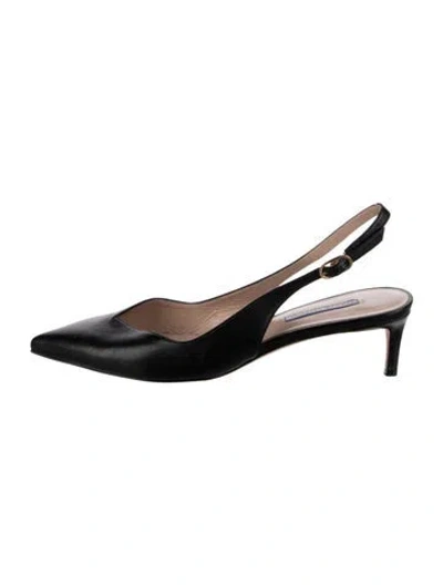 Pre-owned Stuart Weitzman Leather Slingback Pumps In Black