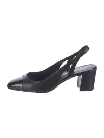 Pre-owned Stuart Weitzman Leather Slingback Pumps In Black