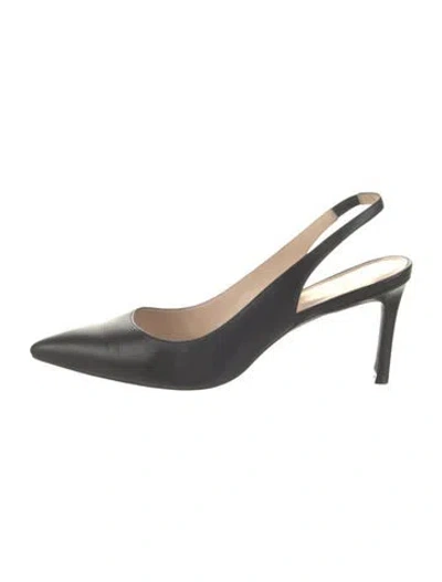 Pre-owned Stuart Weitzman Leather Slingback Pumps In Black