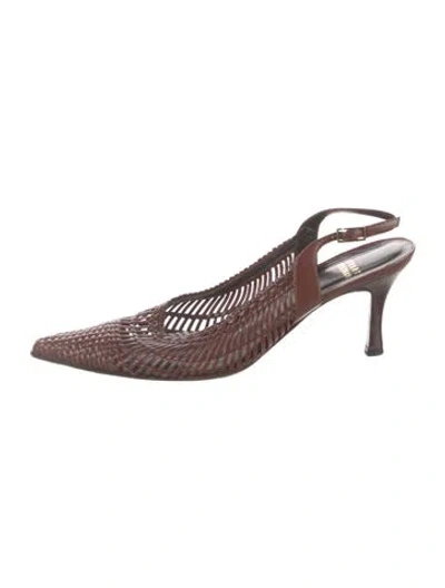 Pre-owned Stuart Weitzman Leather Slingback Pumps In Brown