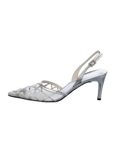 Pre-owned Stuart Weitzman Leather Slingback Pumps In Silver