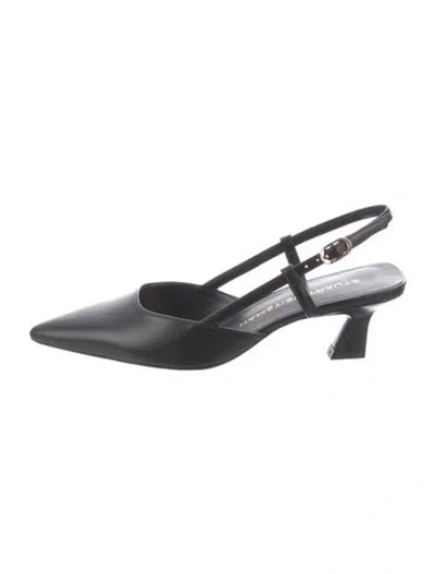 Pre-owned Stuart Weitzman Leather Slingback Pumps In Silver