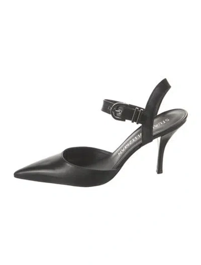 Pre-owned Stuart Weitzman Leather Slingback Pumps W/ Tags In Black