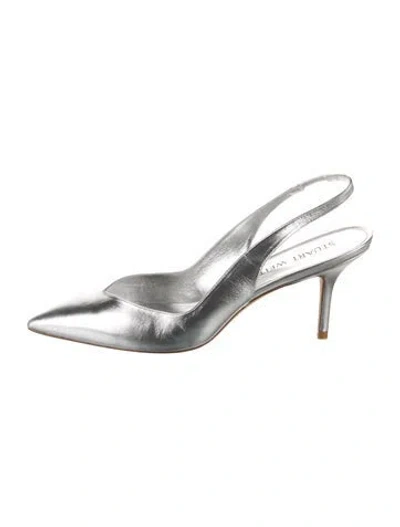 Pre-owned Stuart Weitzman Leather Slingback Pumps W/ Tags In White