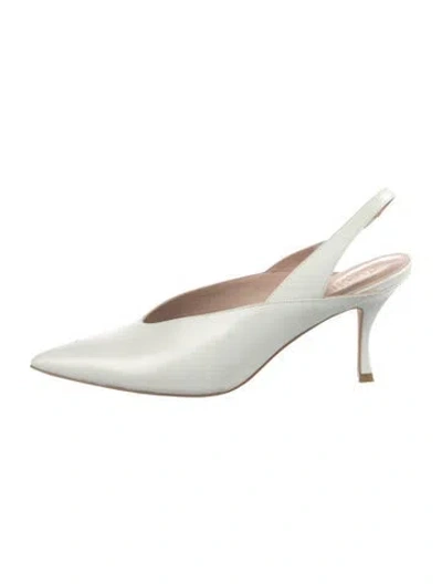 Pre-owned Stuart Weitzman Leather Slingback Pumps In White