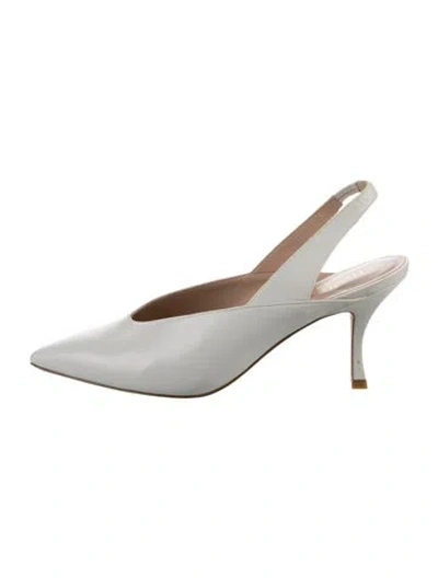 Pre-owned Stuart Weitzman Leather Slingback Pumps In White