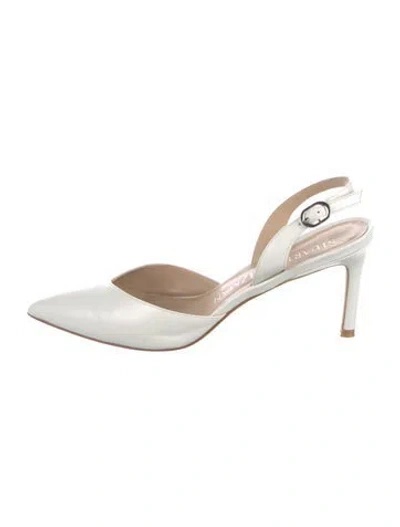 Pre-owned Stuart Weitzman Leather Slingback Pumps In White