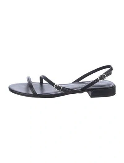 Pre-owned Stuart Weitzman Leather Slingback Sandals In Black