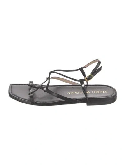 Pre-owned Stuart Weitzman Leather Slingback Sandals In Black