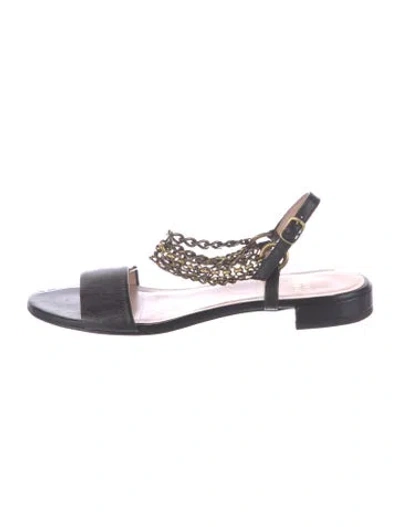 Pre-owned Stuart Weitzman Leather Slingback Sandals In Black