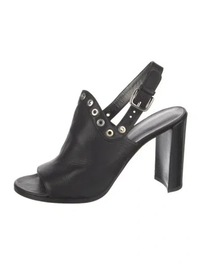 Pre-owned Stuart Weitzman Leather Slingback Sandals In Black