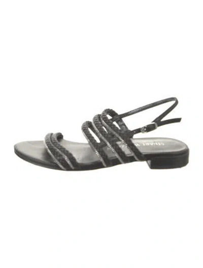 Pre-owned Stuart Weitzman Leather Slingback Sandals In Black
